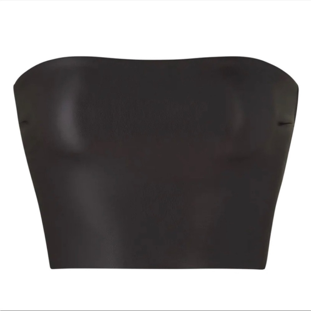 NWT SKIMS Faux Black Leather Tube Top sz Large
